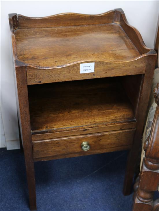 A George III mahogany bedside cabinet, with tray top fitted single drawer W.40cm